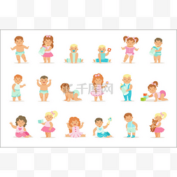 婴儿卡通衣服图片_可爱笑脸婴儿和幼儿中蓝色和粉红