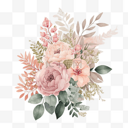 粉色手绘水彩花朵鲜花