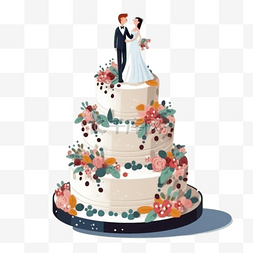 结婚婚礼图片_手绘卡通生日蛋糕甜点结婚婚礼