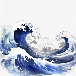 日本风格浮世绘海浪