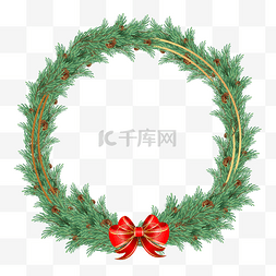 圆形圣诞边框图片_圣诞节绿叶圆形装饰边框