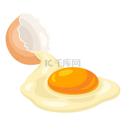 破碎的图片_破碎的鸡蛋壳和液体鸡蛋的插图。