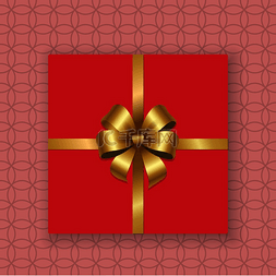 礼物包装设计图片_礼物的金色装饰蝴蝶结顶部视图呈