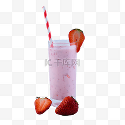 杯子新鲜摄影图草莓牛奶