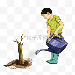 世界植树造林日儿童种树浇水