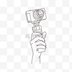 单反照相机镜头图片_单手握持卡通线稿相机