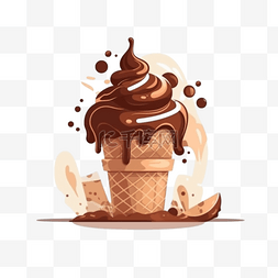 手绘冰淇淋插画图片_手绘夏日巧克力冰淇淋