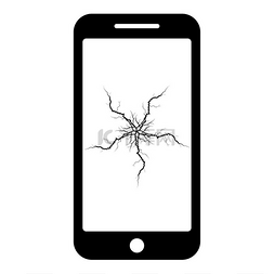 玻璃屏幕破碎图片_智能手机与崩溃触摸屏图标黑色矢