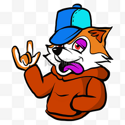 狐狸波普风格蓝色帽子