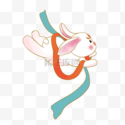 彩色漂浮的玉兔