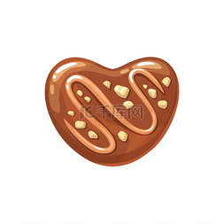 心巧克力图片_果仁糖巧克力糖冠上可可粉和孤立
