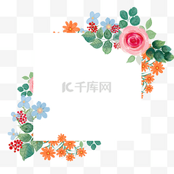 彩色花卉花环图片_绿叶月季花花朵花环花卉