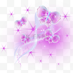 金色光效蝴蝶图片_金粉紫红色光效抽象创意蝴蝶