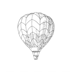 白色吊篮图片_热气球隔离单色草图矢量老式航空