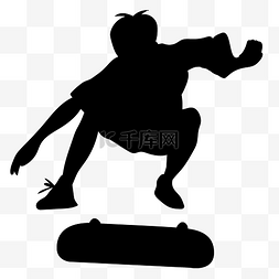 滑滑板黑色剪影