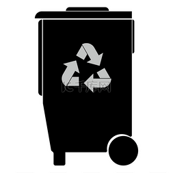 绿色塑料盒子图片_带有箭头利用率图标的垃圾桶。