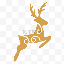 黄色线条装饰图片_圣诞麋鹿装饰图形