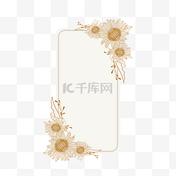 花卉线稿背景图片_金色线稿花卉长方形边框