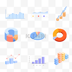 ppt素材图片_2.5d数据分析图表ppt走势图套图