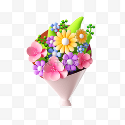 各色鲜花球鲜花束图片_3D立体鲜花花束