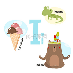 鬣蜥图片_矢量插图教学儿童英语字母表与卡