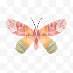 粉色低多边形图片_粉色几何风格多边形低聚蝴蝶