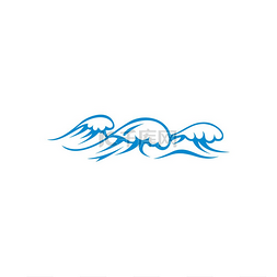 夏天卡通海浪图片_海水飞溅孤立抽象的海浪符号汹涌