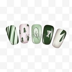 绿色植物系列女性美甲甲片
