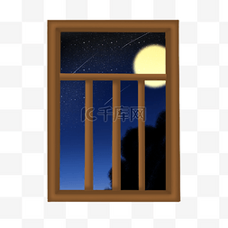 窗外月色窗景