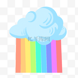 蓝色渐变彩虹云朵天气水彩剪贴画