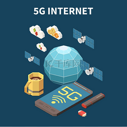 路由器矢量图图片_5g 互联网等距概念与 3d 卫星 usb 闪