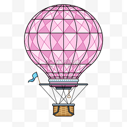 几何热气球图片_热气球蒸汽朋克卡通粉色