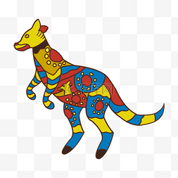 艺术色彩图片_袋鼠动物澳大利亚原住民艺术色彩