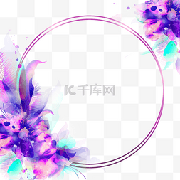 蓝紫色鲜艳花朵花卉光效抽象边框