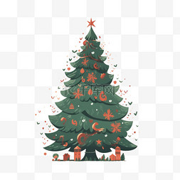 圣诞树彩灯扁平风节日装饰圣诞节