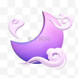 七夕节中国传统情人节古风紫色月