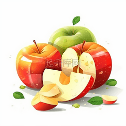 切成块的水果图片_切成一块一块的苹果