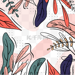 创意手绘植物边框图片_抽象卡通配色孟菲斯植物边框