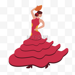 红色层叠图片_弗拉门戈舞者层叠裙摆