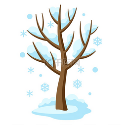 雪12图片_冬天的树，树枝上有雪。