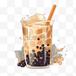 珍珠奶茶插画图片_卡通手绘饮品珍珠奶茶