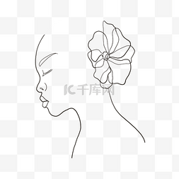 黑人女性头部侧面线条勾勒