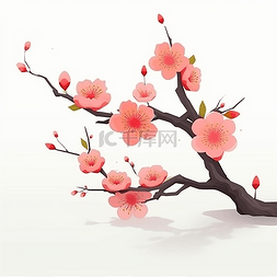 桃花枝卡通图片_一枝漂亮的桃花花枝