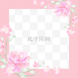 方形头像框图片_粉色花卉facebook头像方形边框