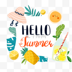 夏季可爱水果菠萝柠檬边框