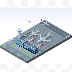 机场指示板图片_矢量等距机场