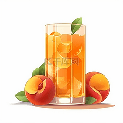 一杯加冰水蜜桃果汁