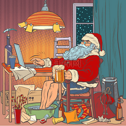 自我隔离图片_网上圣诞老人在家里自我隔离。隔