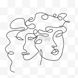 抽象线稿人脸两位女士