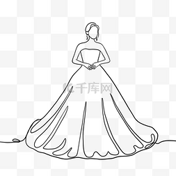 创意婚纱设计图片_婚礼线条画正面新娘